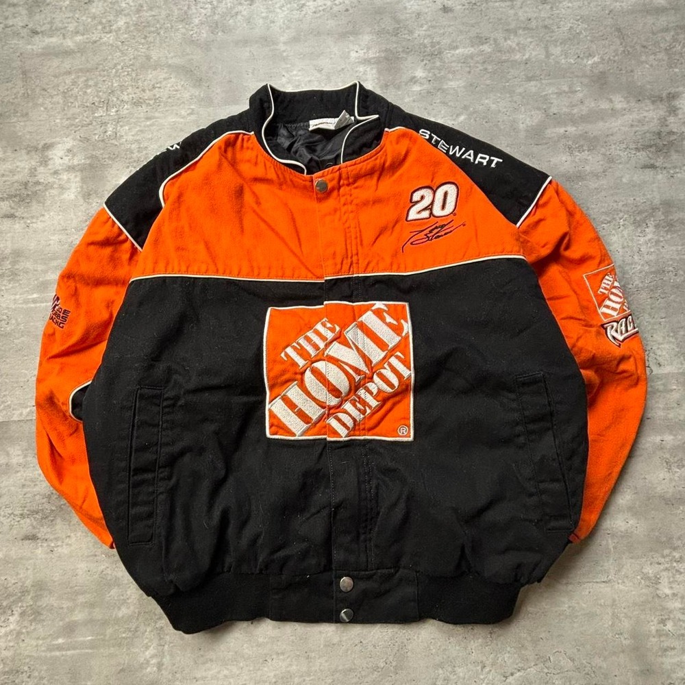 Winners Circle NASCAR Jacket Large Orange Tony Stewart Home Depot Racing Vintage